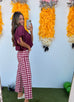 I See You Gingham Pants - Burgundy