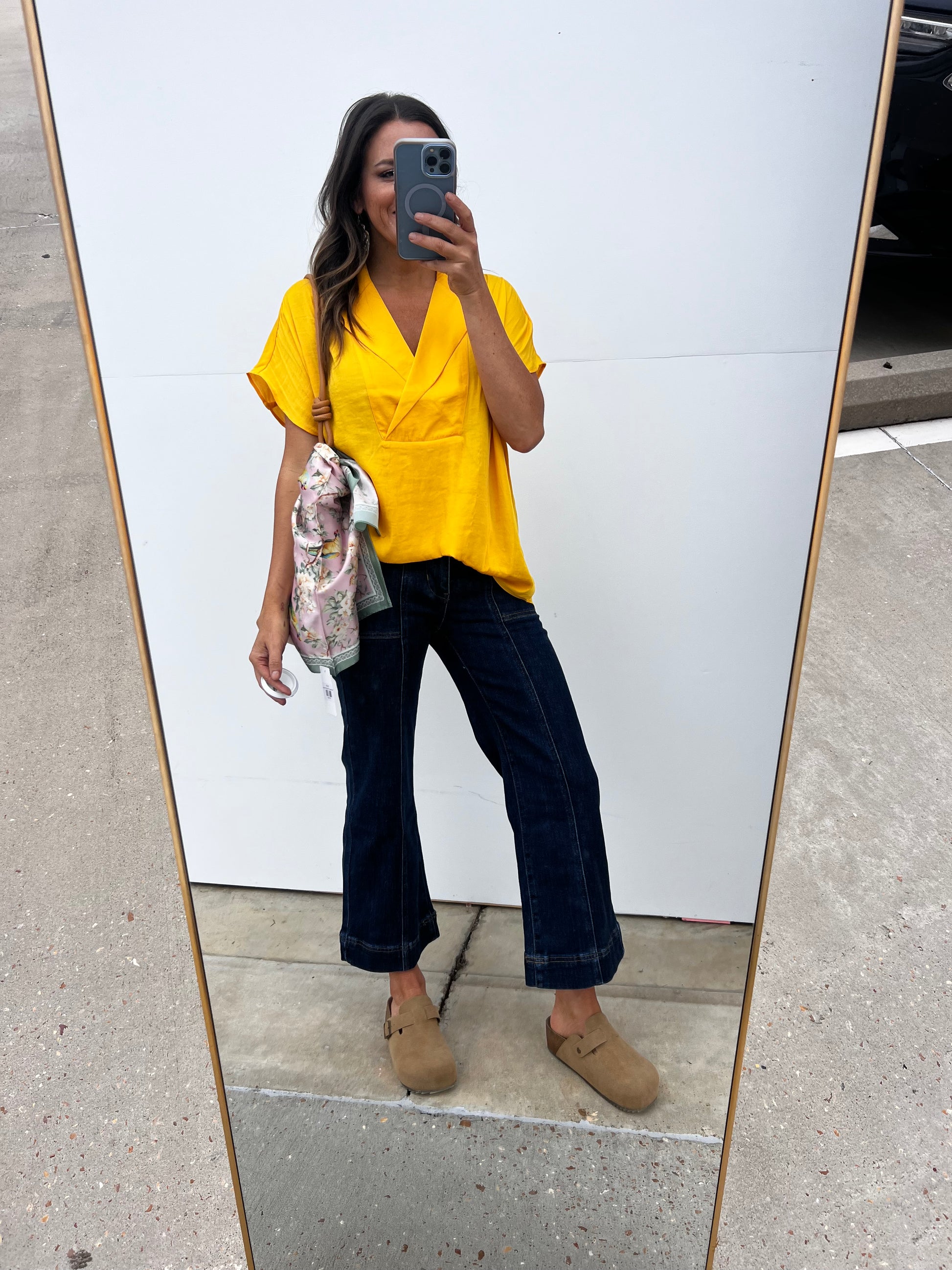 French Navy High Rise Crop Denim