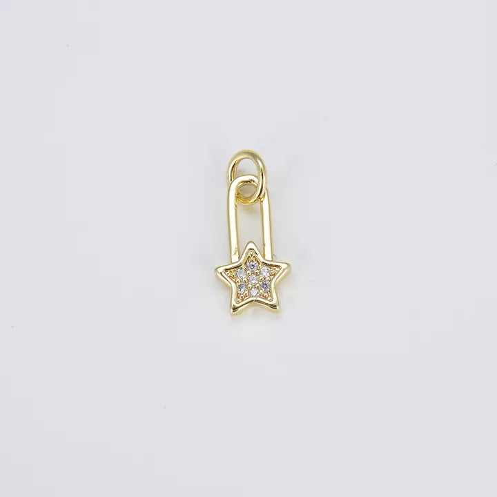 Dainty Safety Pin/Star Charm
