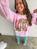 Leopard Print Love Sweatshirt - Pink