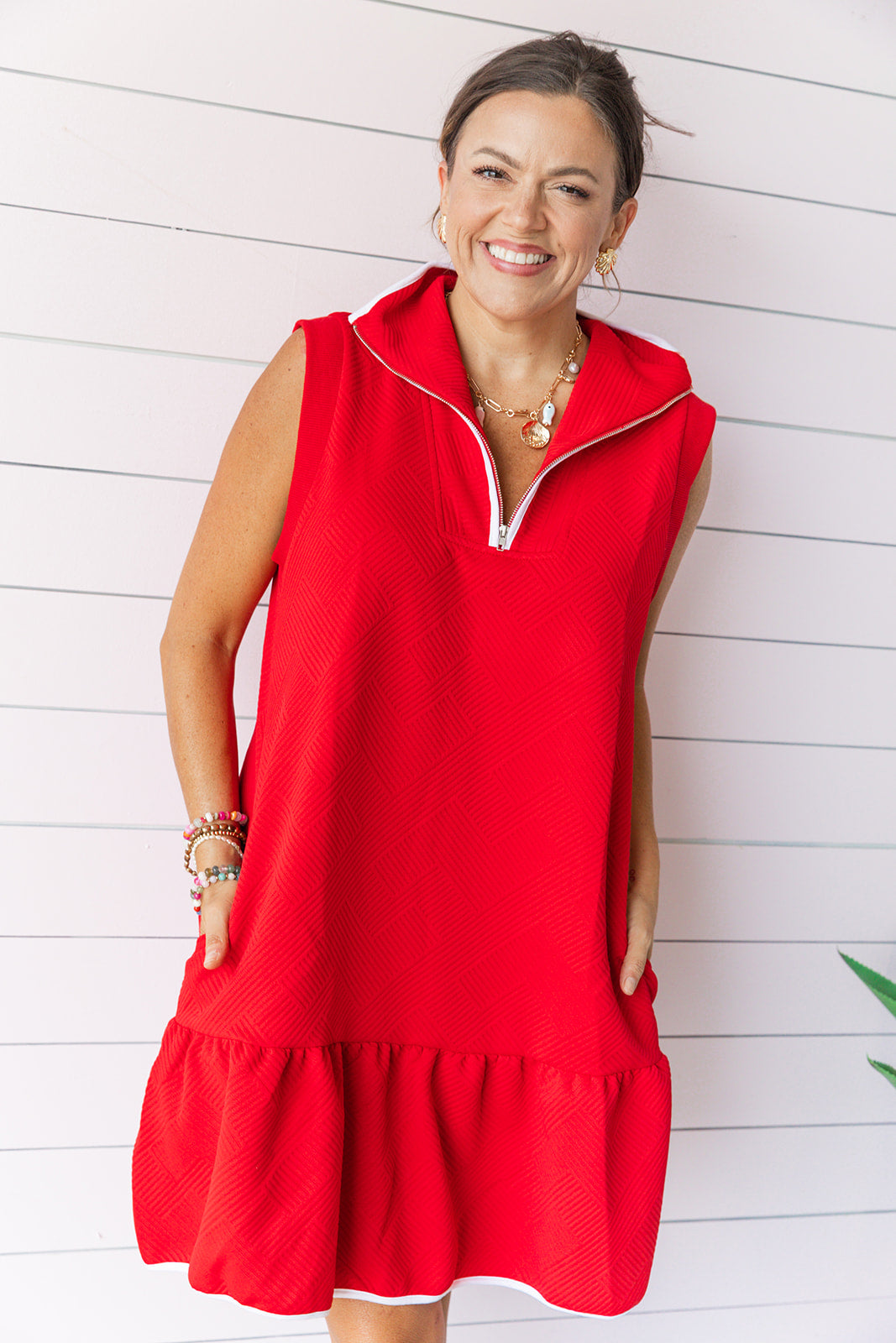 Halftime Score Dress Red