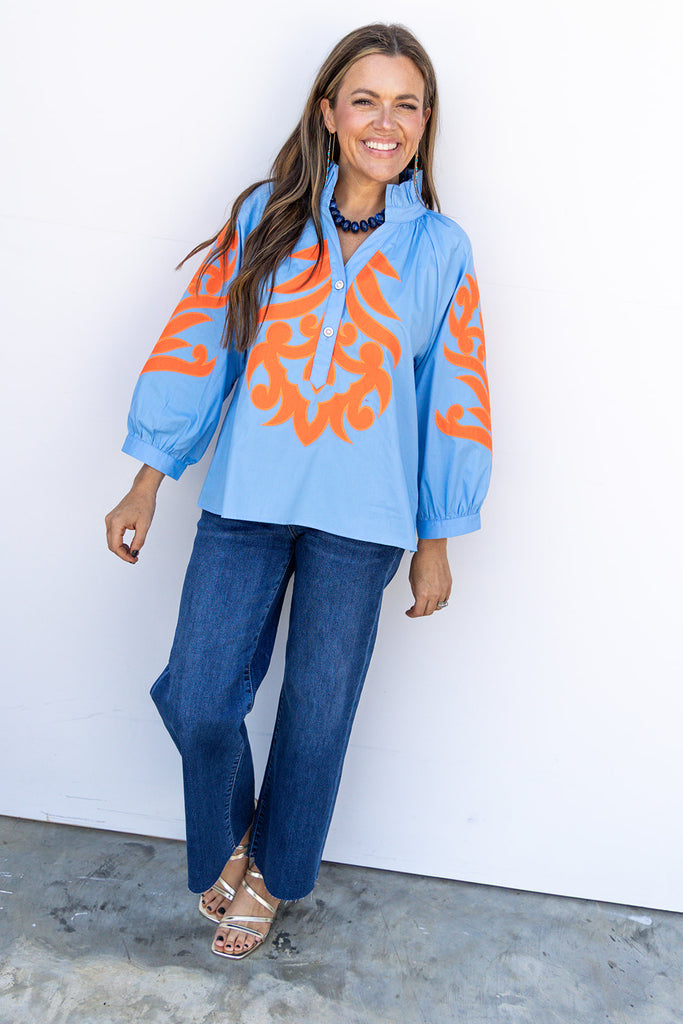 Gameday Grandeur Top - Blue Orange