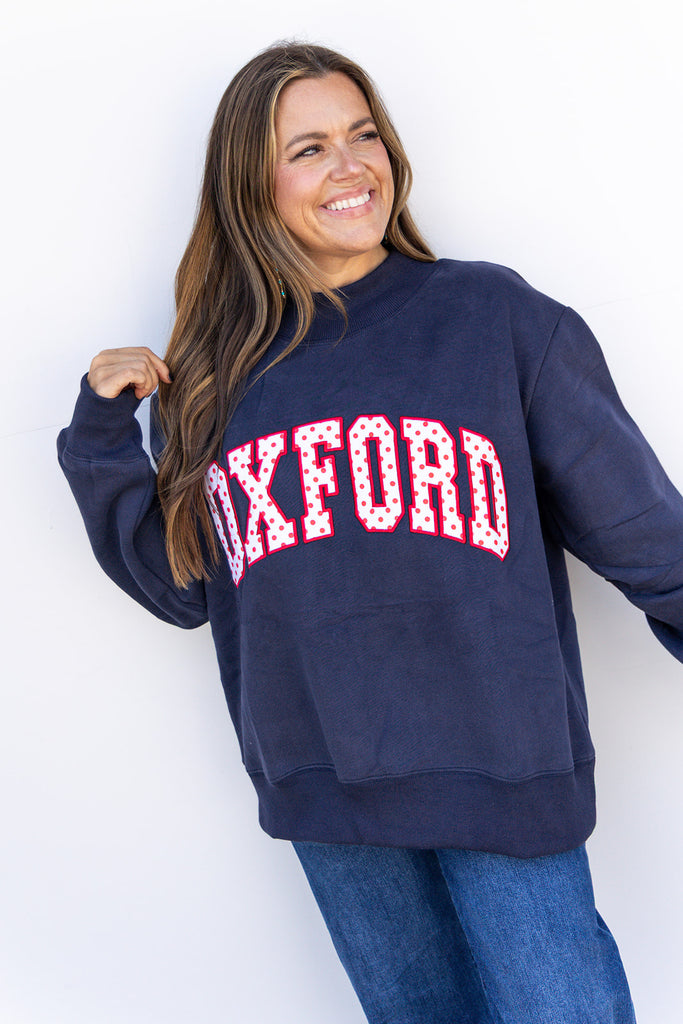 Polka Dot Mockneck sweatshirt - Navy PRE ORDER