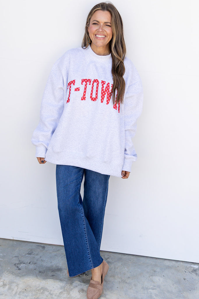Polka Dot Mockneck sweatshirt - Grey T-Town