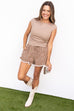 Head Over Boots Gingham Shorts - Taupe / Choco