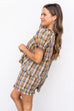 Brand New Woman Top - Mocha/Blue