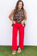 Pop Of Color Crop Jeans - Scarlet
