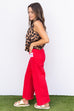 Pop Of Color Crop Jeans - Scarlet