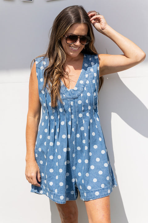 Gabby Romper - Light Denim