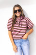 Mocha On My Mind Blouse - Pink/Brown