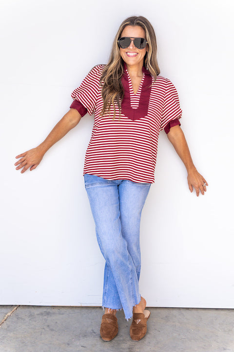 I Walk The Line Top - Burgundy
