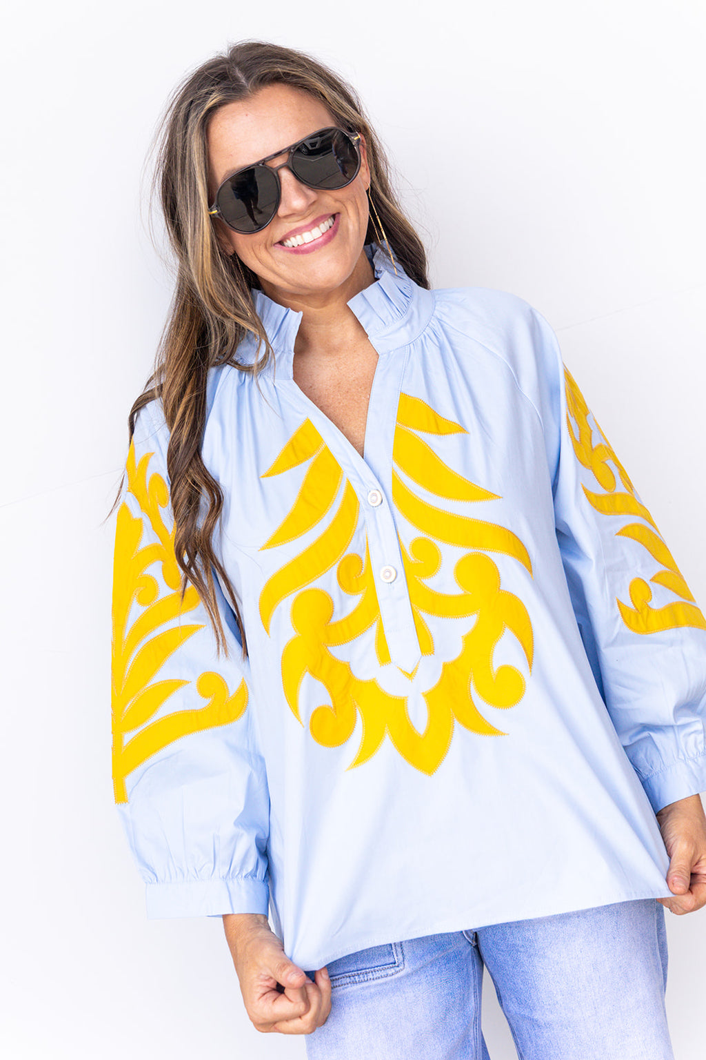 Gameday Grandeur Top -Blue/Yellow