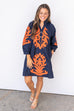 Gameday Grandeur Dress -Navy