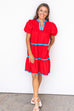 At The Library Dress - Red/Blue