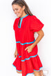 At The Library Dress - Red/Blue