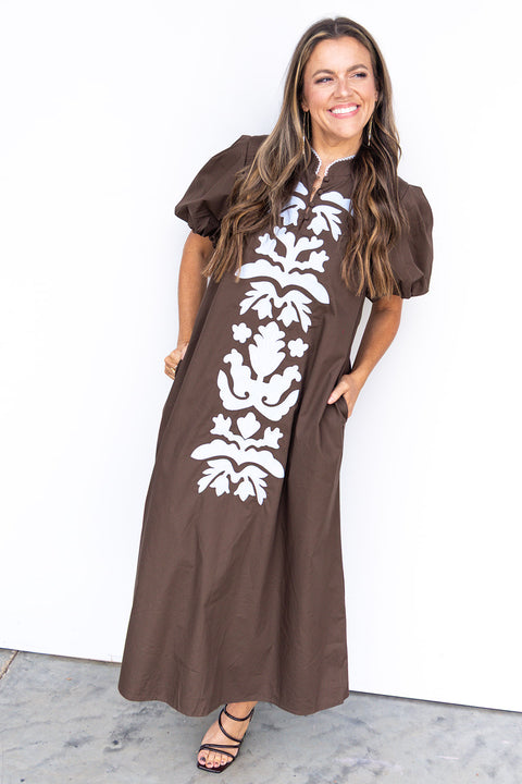 Falling Into Autumn Dress - Brown