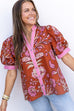 Petal to Metal Floral Top- Rust