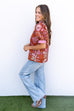 Petal to Metal Floral Top- Rust
