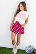 Pink Polka Dot Mavs Muscle Tank - Beige