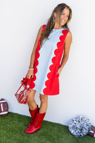 Bleeding Love Mini Dress - Powder Blue/Red