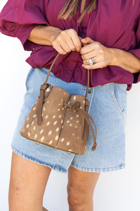 Laguna Mini  Recycled Vegan Suede Top Handle Bag- Fawn