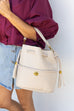 Janae  Recycled Vegan Leather Top Handle Bag- Bone