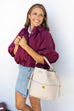 Janae  Recycled Vegan Leather Top Handle Bag- Bone