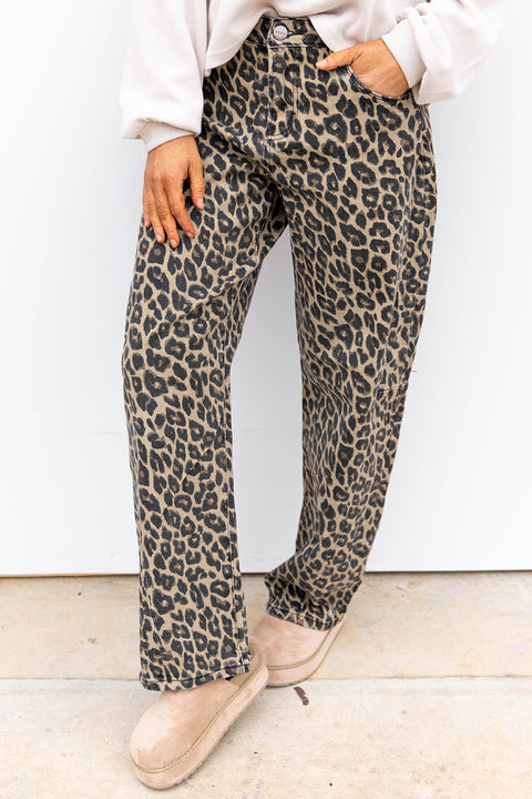 Comfy Cat Barrel Pants - Coffee