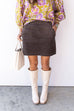 Corded For Fall Skirt - Dark Brown