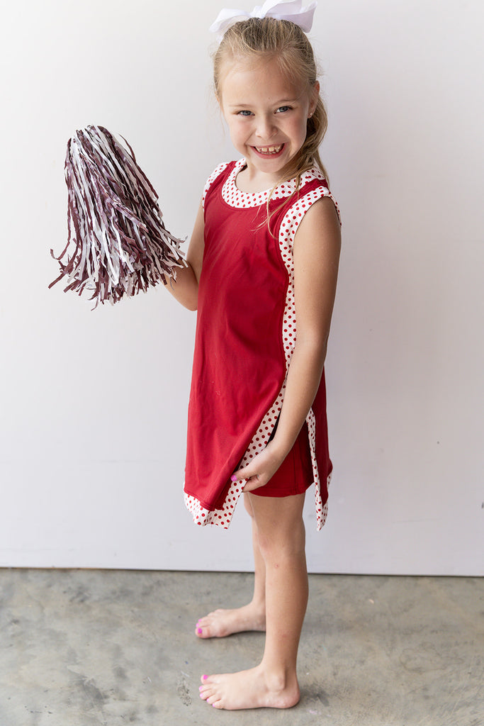 Moxon Game Day Set- Burgundy  White Polka