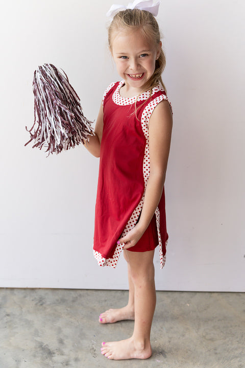 Moxon Game Day Set- Burgundy  White Polka