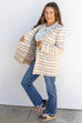 Uptown Stripe Jacket - Cream/Taupe