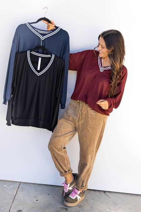 QUICK DRY V-NECK : Black * FINAL SALE