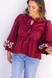 Crimson Spell Tie Blouse
