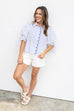 Scalloped In Dots Blouse - Blue