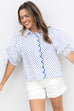 Scalloped In Dots Blouse - Blue