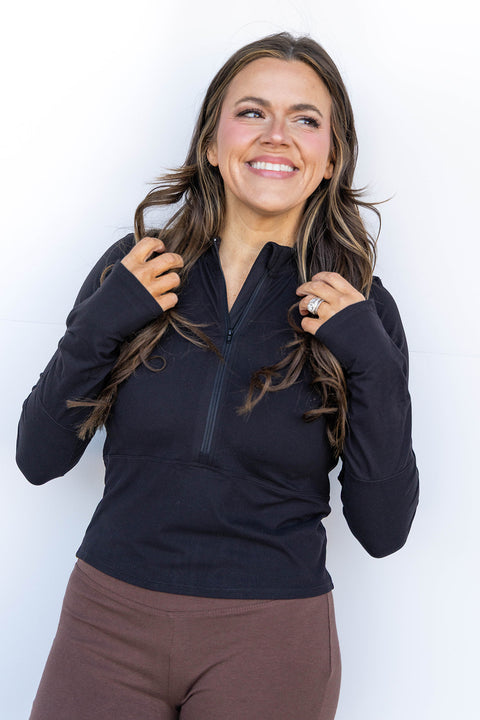 QUARTER ZIP LONG SLEEVE TOP * FINAL SALE