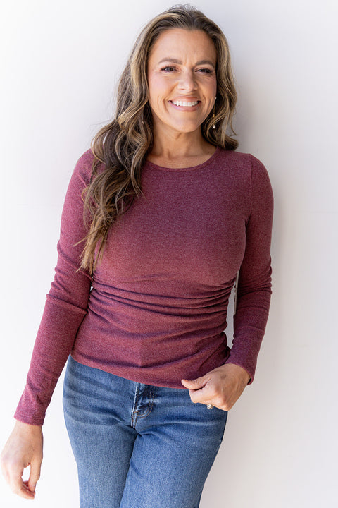 So long Sally Top- Burgundy