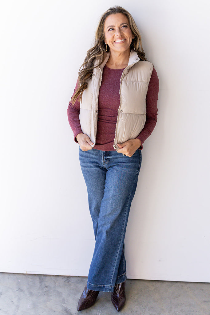 You Say I Am Yours Vest - Taupe