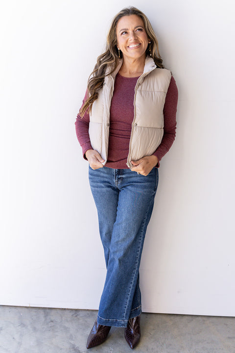 You Say I Am Yours Vest - Taupe
