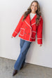 Sorry For The Wait Jacket - Dark Red / Cream