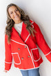 Sorry For The Wait Jacket - Dark Red / Cream