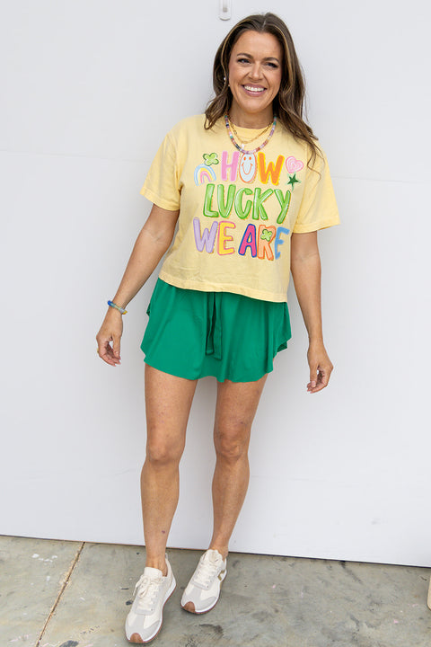 How Lucky are we Cropped Boxy - Butter Yellow