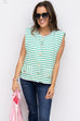 Green Stripe Cardigan Vest Jodifl