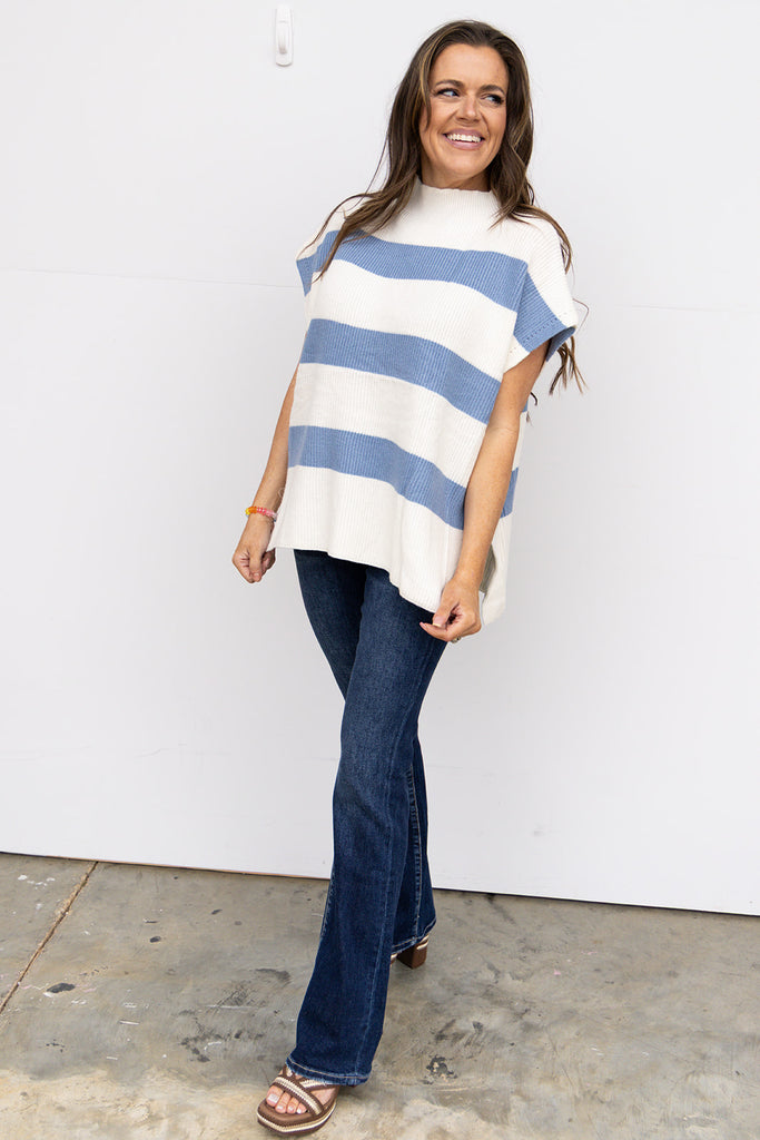 Cafe Luxe Stripe Knit Top 2 - Blue