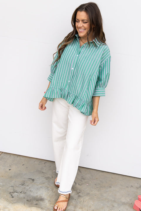 Break Up In A Small Town Top - Green