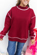 Off Duty Piped Mock Neck Sweatshirt - Maroon