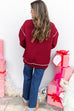 Off Duty Piped Mock Neck Sweatshirt - Maroon