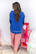 Off Duty Piped Mock Neck Sweatshirt - Royal