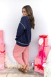 Off Duty Piped Mock Neck Sweatshirt - Navy